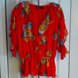 Ralph Lauren NWOT Foral Red Women's Top